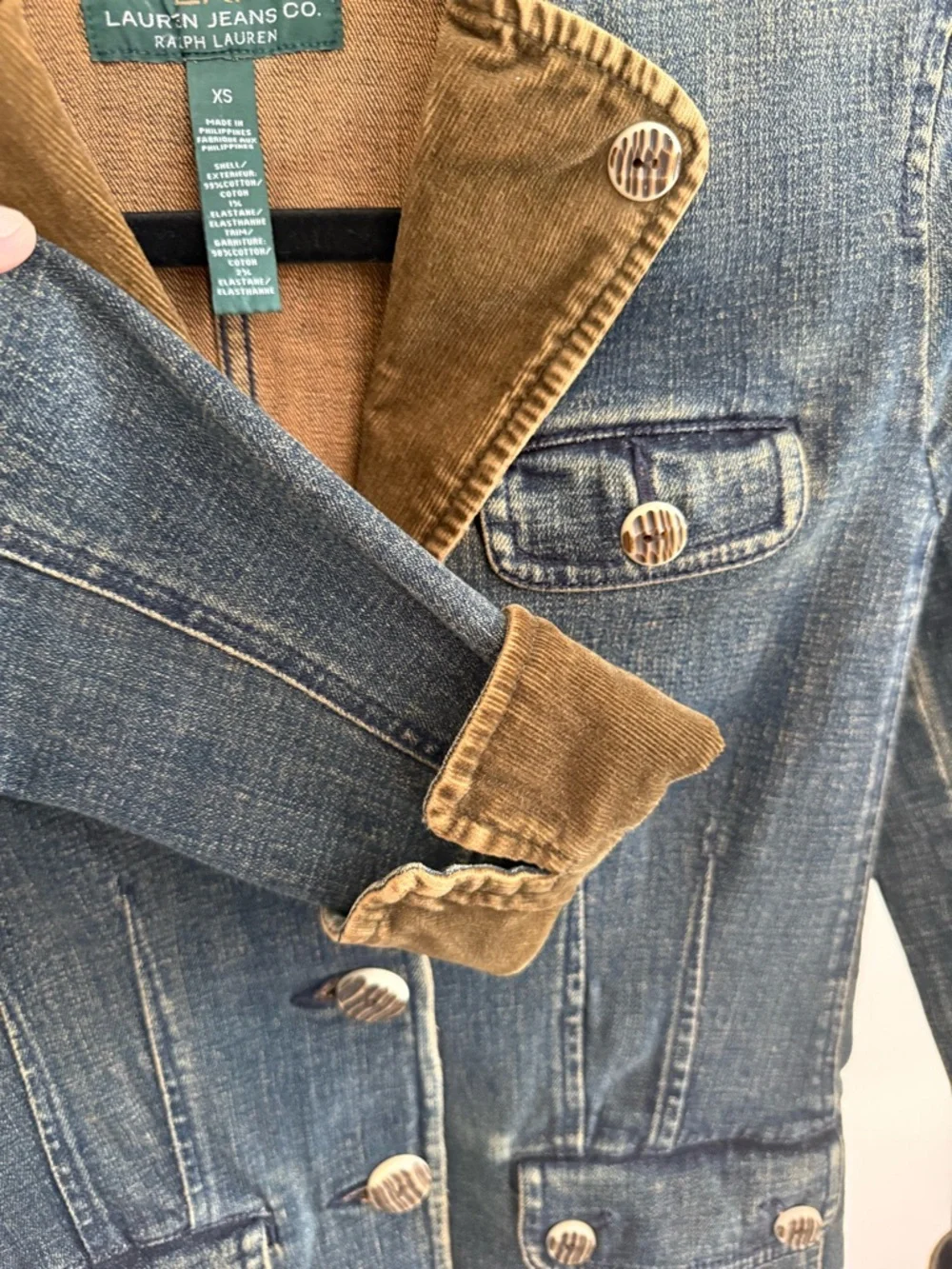 Ralph Lauren Denim Blazer Preppy Western Boho Americana Cotton Suit Jacket XS - Picture 4 of 10